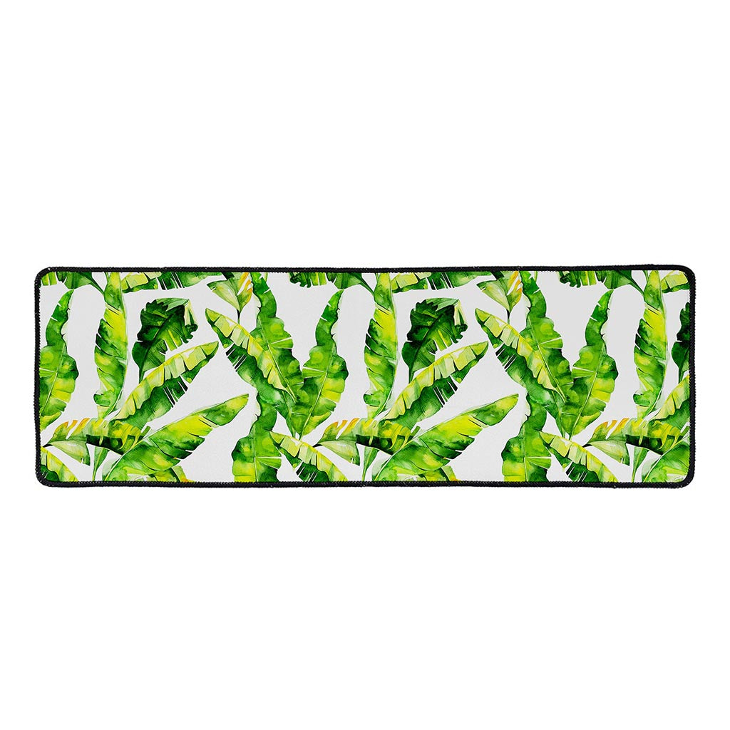 Tropical Banana Leaves Pattern Print Long Kitchen Mat