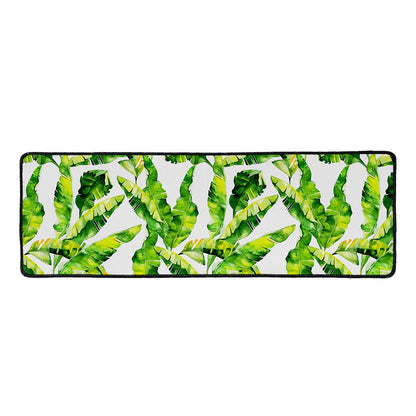 Tropical Banana Leaves Pattern Print Long Kitchen Mat