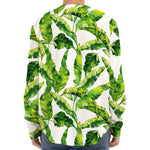 Tropical Banana Leaves Pattern Print Long Sleeve Baseball Jersey