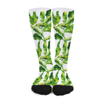 Tropical Banana Leaves Pattern Print Long Socks