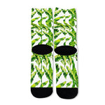 Tropical Banana Leaves Pattern Print Long Socks
