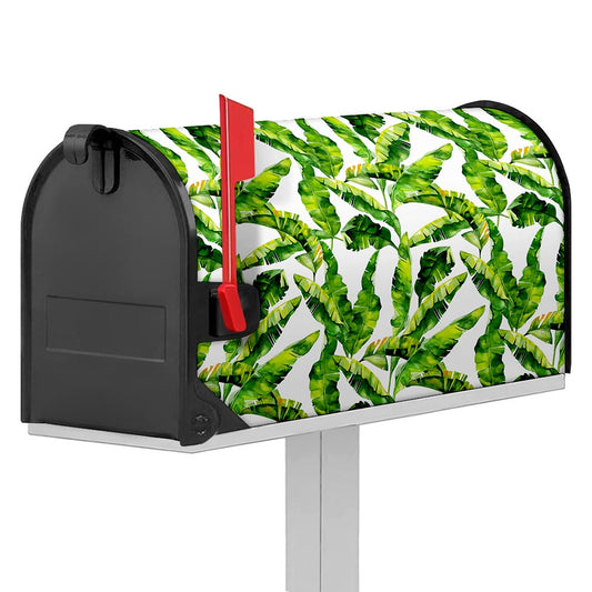 Tropical Banana Leaves Pattern Print Mailbox Cover