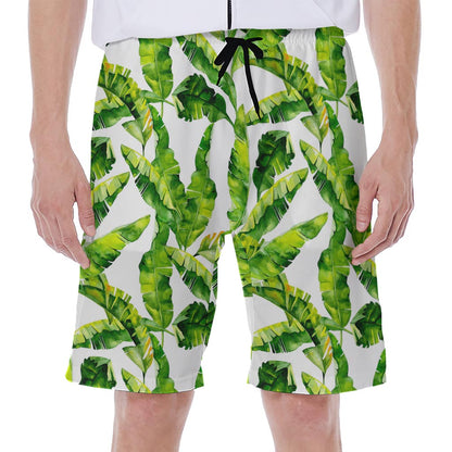 Tropical Banana Leaves Pattern Print Men's Beach Shorts