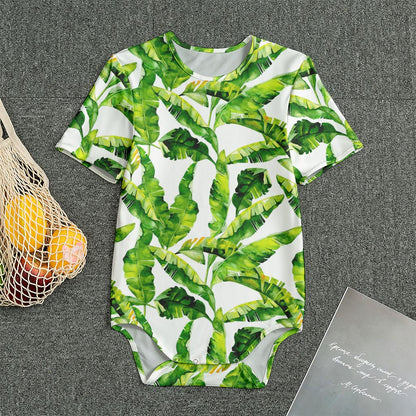 Tropical Banana Leaves Pattern Print Men's Bodysuit