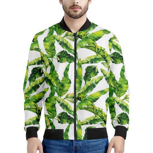 Tropical Banana Leaves Pattern Print Men's Bomber Jacket