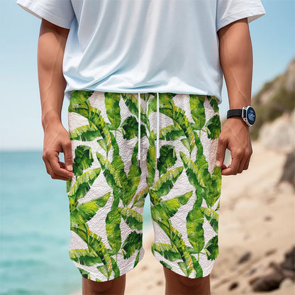 Tropical Banana Leaves Pattern Print Men's Cargo Shorts