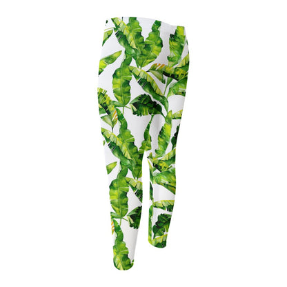 Tropical Banana Leaves Pattern Print Men's Compression Pants