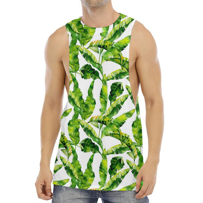 Tropical Banana Leaves Pattern Print Men's Muscle Tank Top