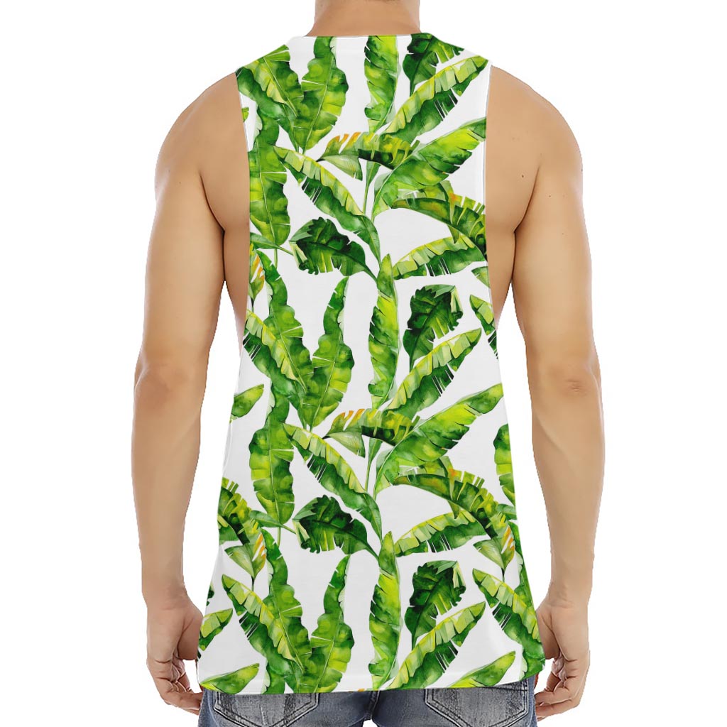 Tropical Banana Leaves Pattern Print Men's Muscle Tank Top