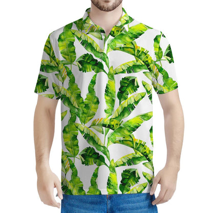 Tropical Banana Leaves Pattern Print Men's Polo Shirt