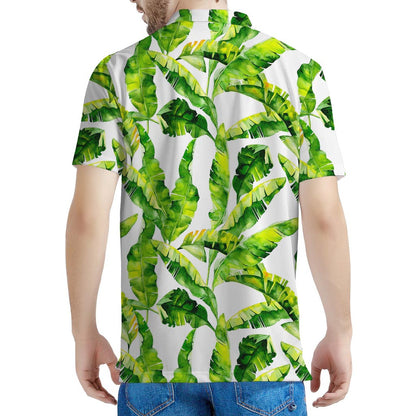 Tropical Banana Leaves Pattern Print Men's Polo Shirt