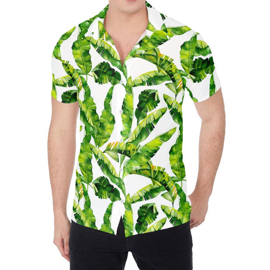 Tropical Banana Leaves Pattern Print Men's Shirt