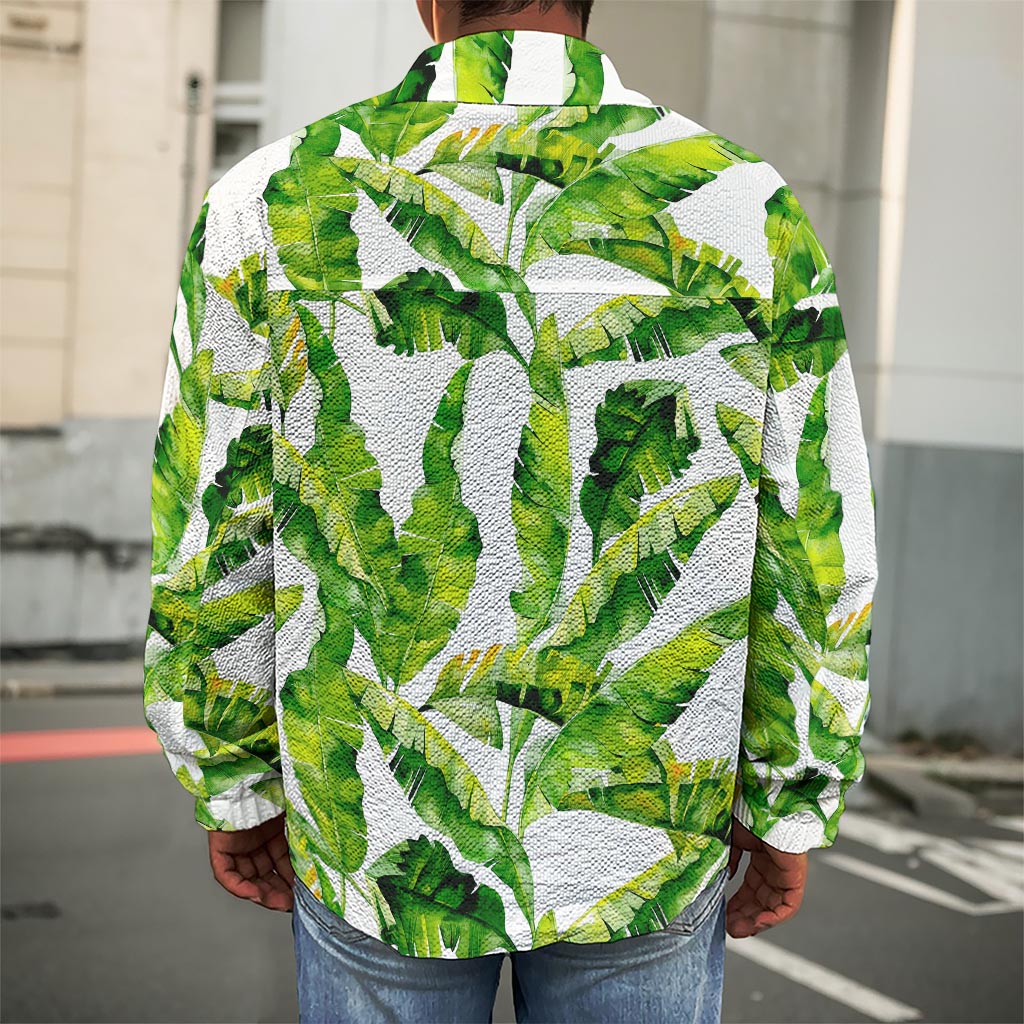 Tropical Banana Leaves Pattern Print Men's Shirt Jacket