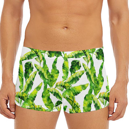 Tropical Banana Leaves Pattern Print Men's Short Boxer Briefs