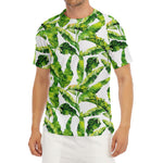 Tropical Banana Leaves Pattern Print Men's Short Sleeve Rash Guard
