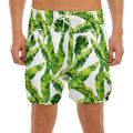 Tropical Banana Leaves Pattern Print Men's Split Running Shorts