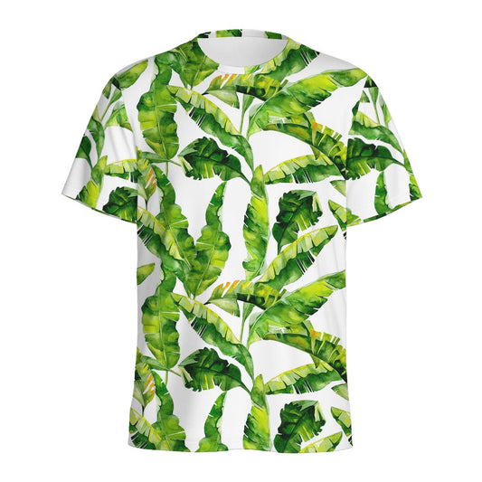 Tropical Banana Leaves Pattern Print Men's Sports T-Shirt