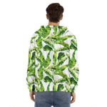 Tropical Banana Leaves Pattern Print Men's Velvet Pullover Hoodie