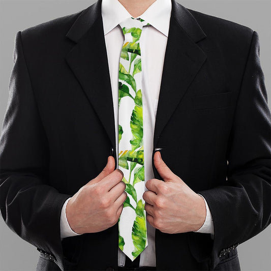 Tropical Banana Leaves Pattern Print Necktie