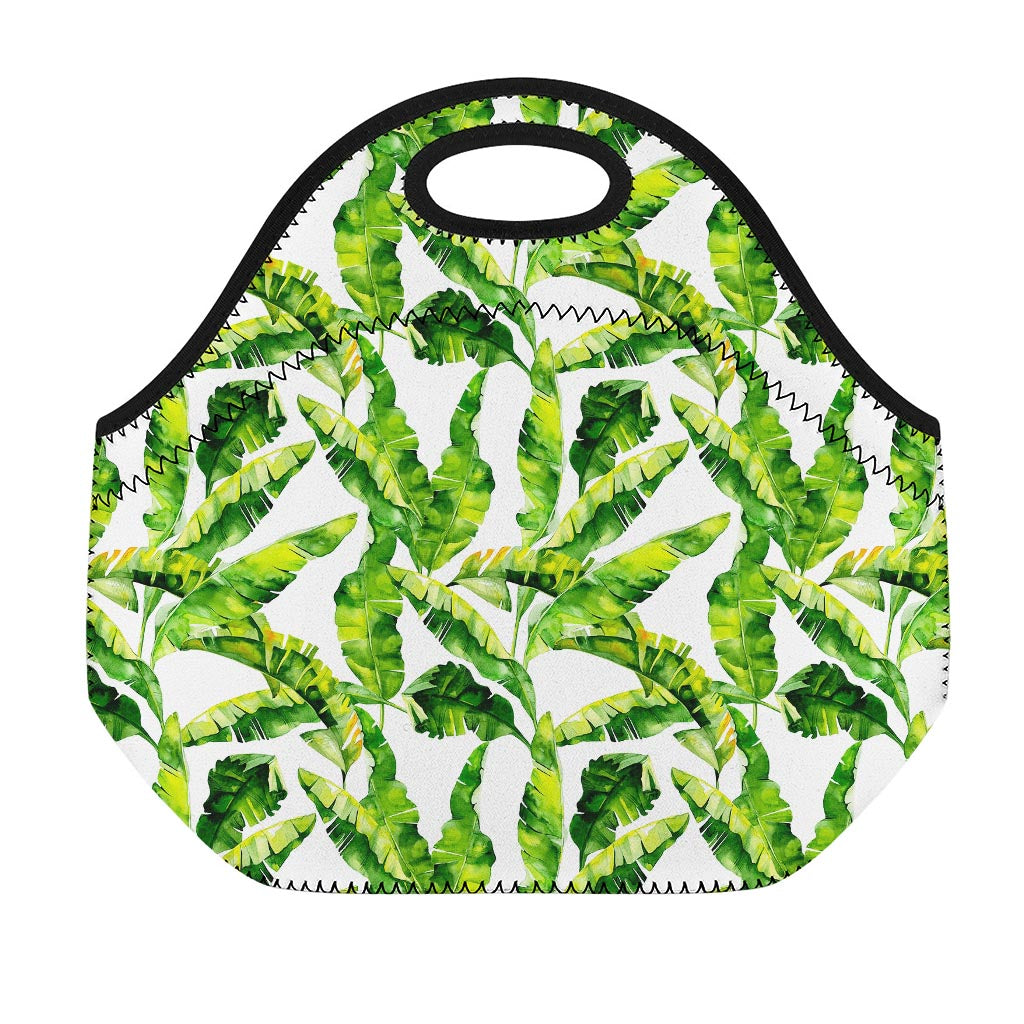 Tropical Banana Leaves Pattern Print Neoprene Lunch Bag