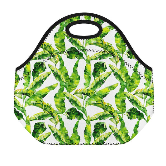Tropical Banana Leaves Pattern Print Neoprene Lunch Bag
