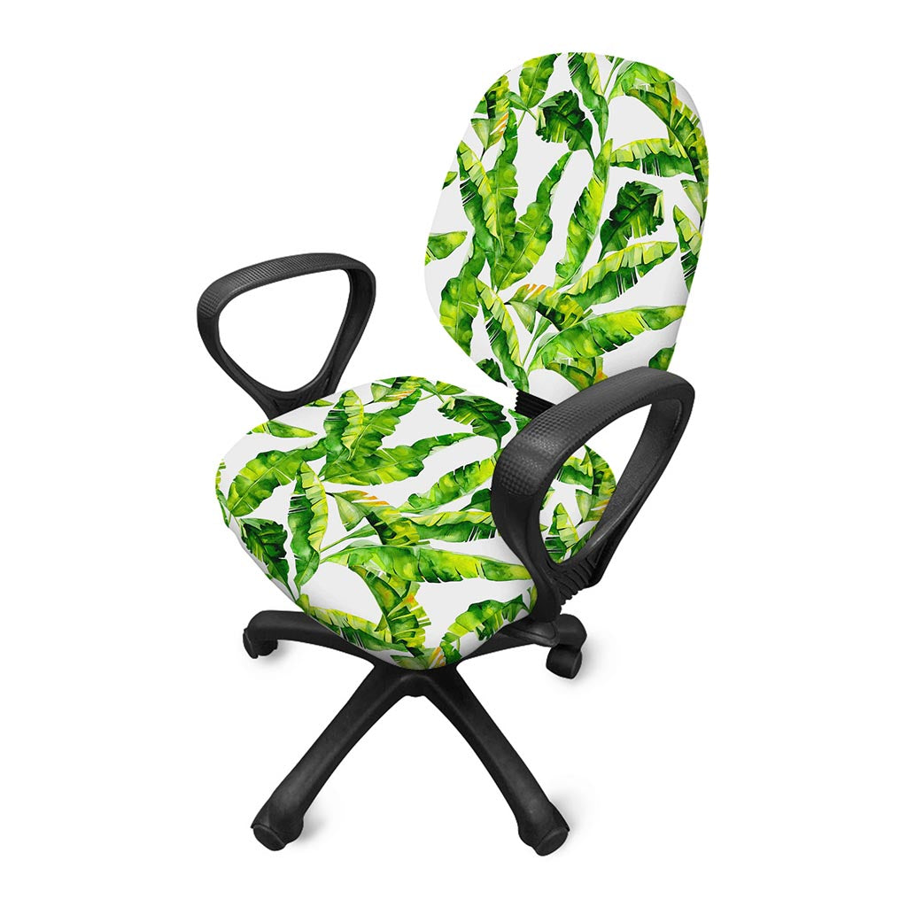 Tropical Banana Leaves Pattern Print Office Chair Cover