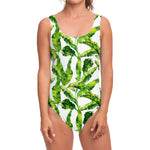 Tropical Banana Leaves Pattern Print One Piece Swimsuit