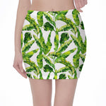 Tropical Banana Leaves Pattern Print Pencil Mini Skirt