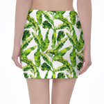 Tropical Banana Leaves Pattern Print Pencil Mini Skirt