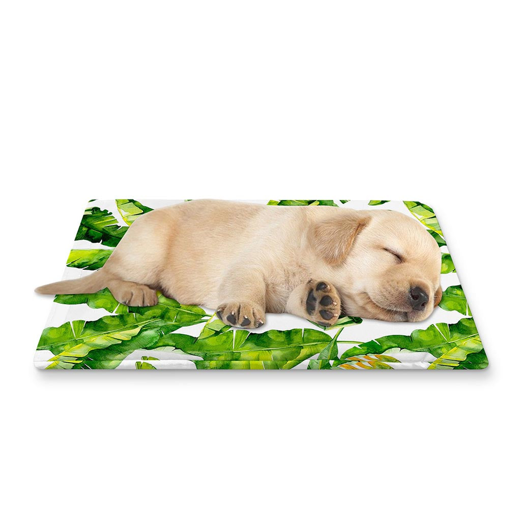 Tropical Banana Leaves Pattern Print Pet Cooling Mat Cover