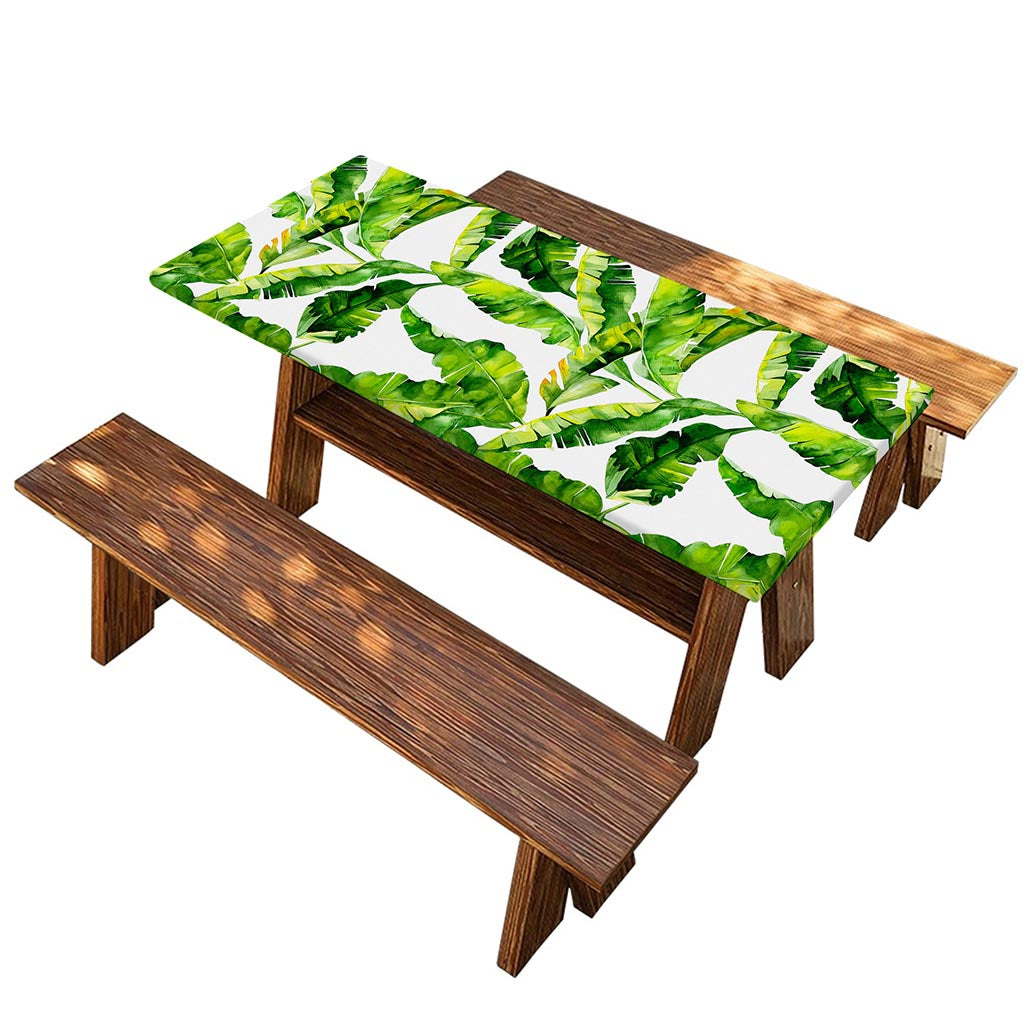 Tropical Banana Leaves Pattern Print Picnic Table Cover