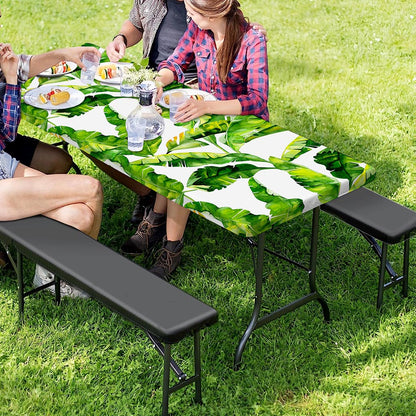 Tropical Banana Leaves Pattern Print Picnic Table Cover