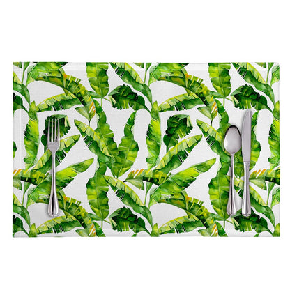 Tropical Banana Leaves Pattern Print Placemat