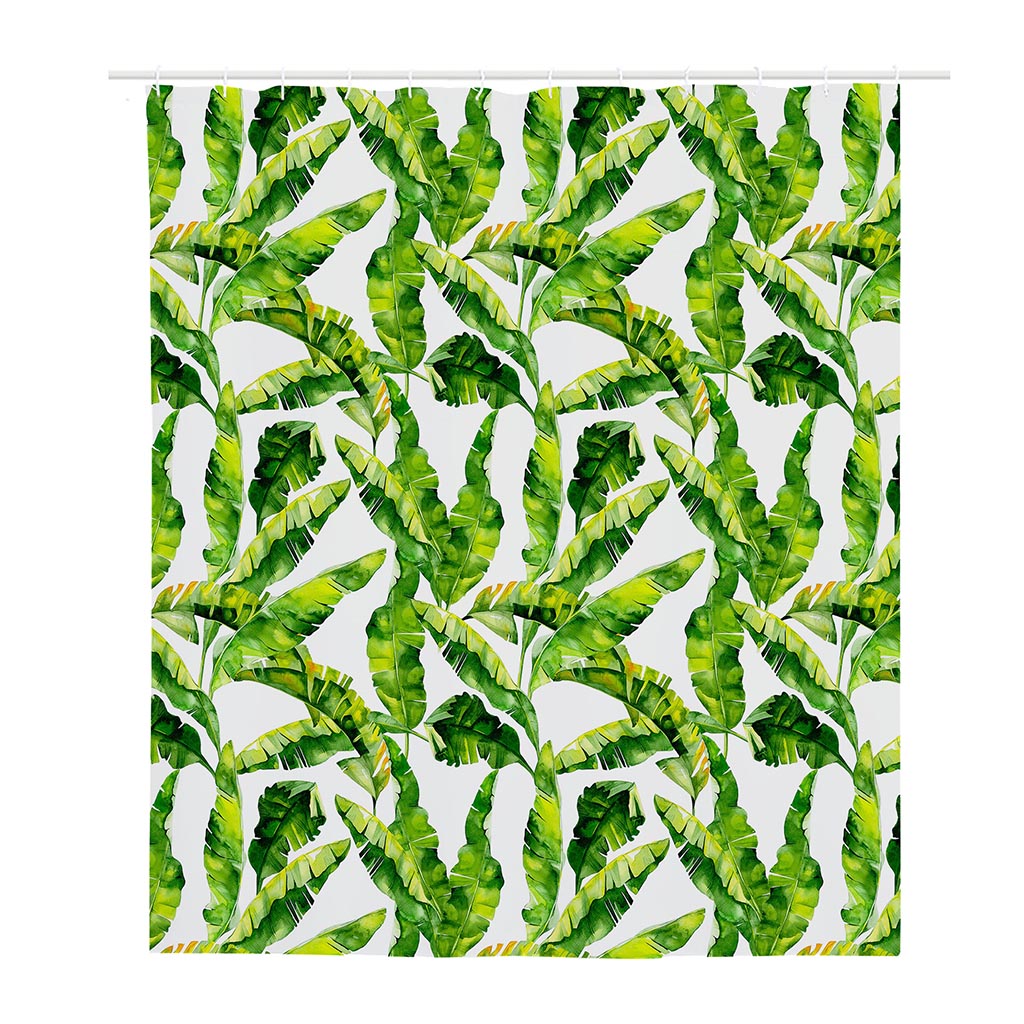 Tropical Banana Leaves Pattern Print Polyester Shower Curtain