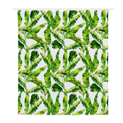 Tropical Banana Leaves Pattern Print Polyester Shower Curtain