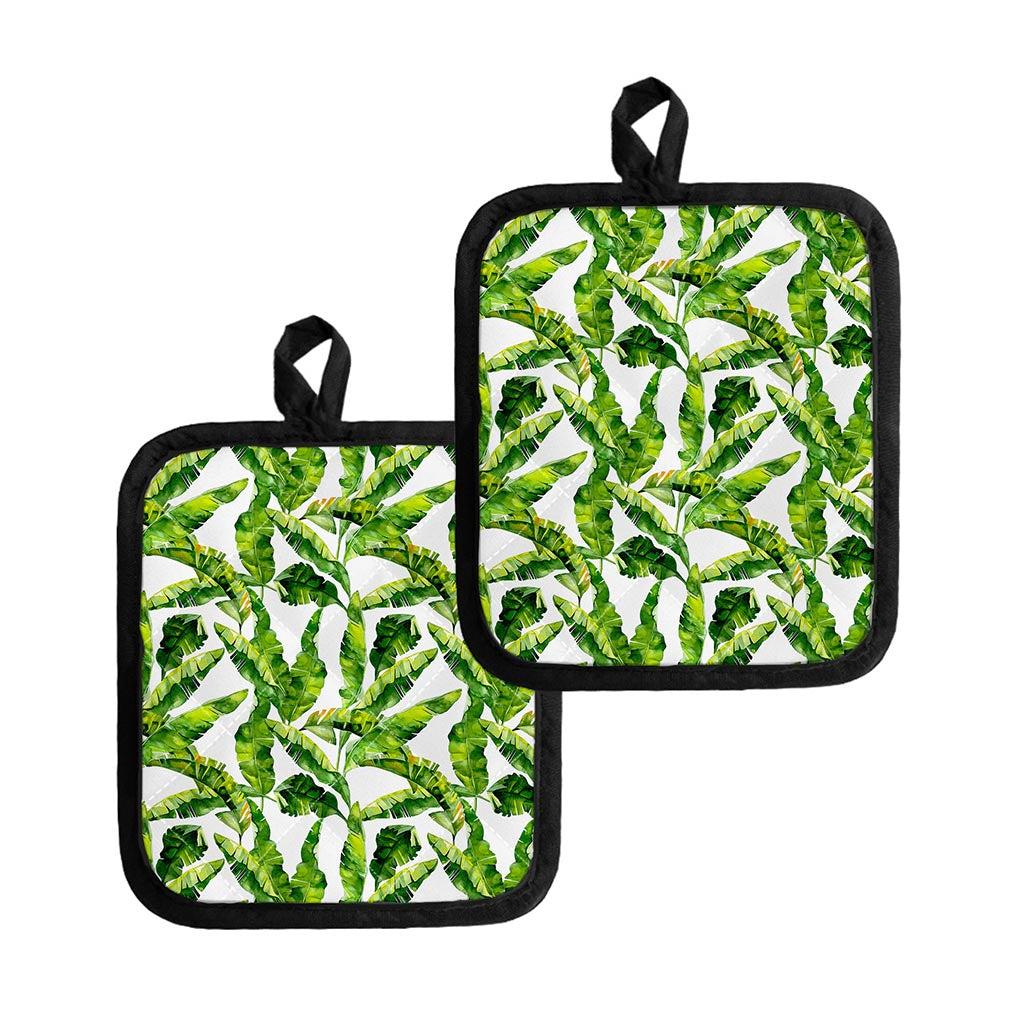 Tropical Banana Leaves Pattern Print Pot Holders