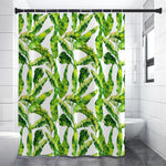 Tropical Banana Leaves Pattern Print Premium Shower Curtain