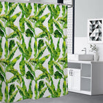 Tropical Banana Leaves Pattern Print Premium Shower Curtain