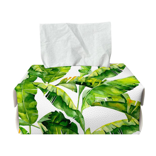 Tropical Banana Leaves Pattern Print Rectangle Tissue Box Cover
