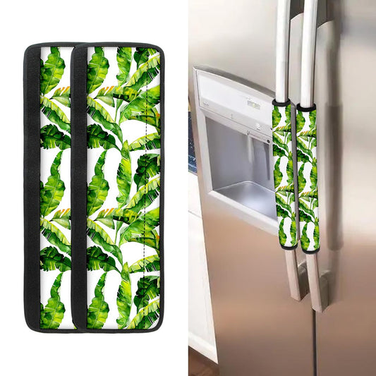 Tropical Banana Leaves Pattern Print Refrigerator Handle Covers