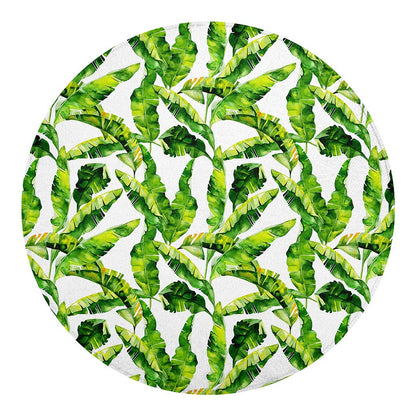 Tropical Banana Leaves Pattern Print Round Blanket