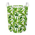 Tropical Banana Leaves Pattern Print Round Laundry Basket