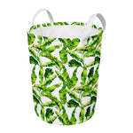 Tropical Banana Leaves Pattern Print Round Laundry Basket