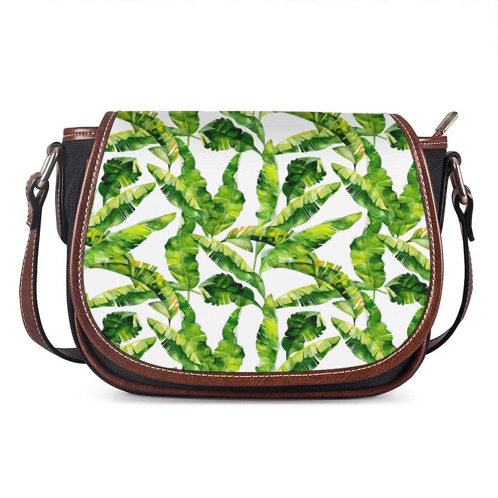 Tropical Banana Leaves Pattern Print Saddle Bag