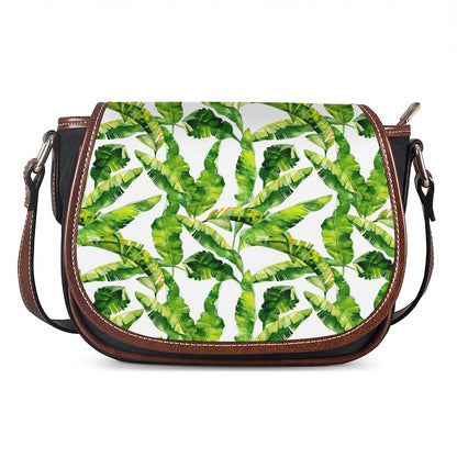 Tropical Banana Leaves Pattern Print Saddle Bag