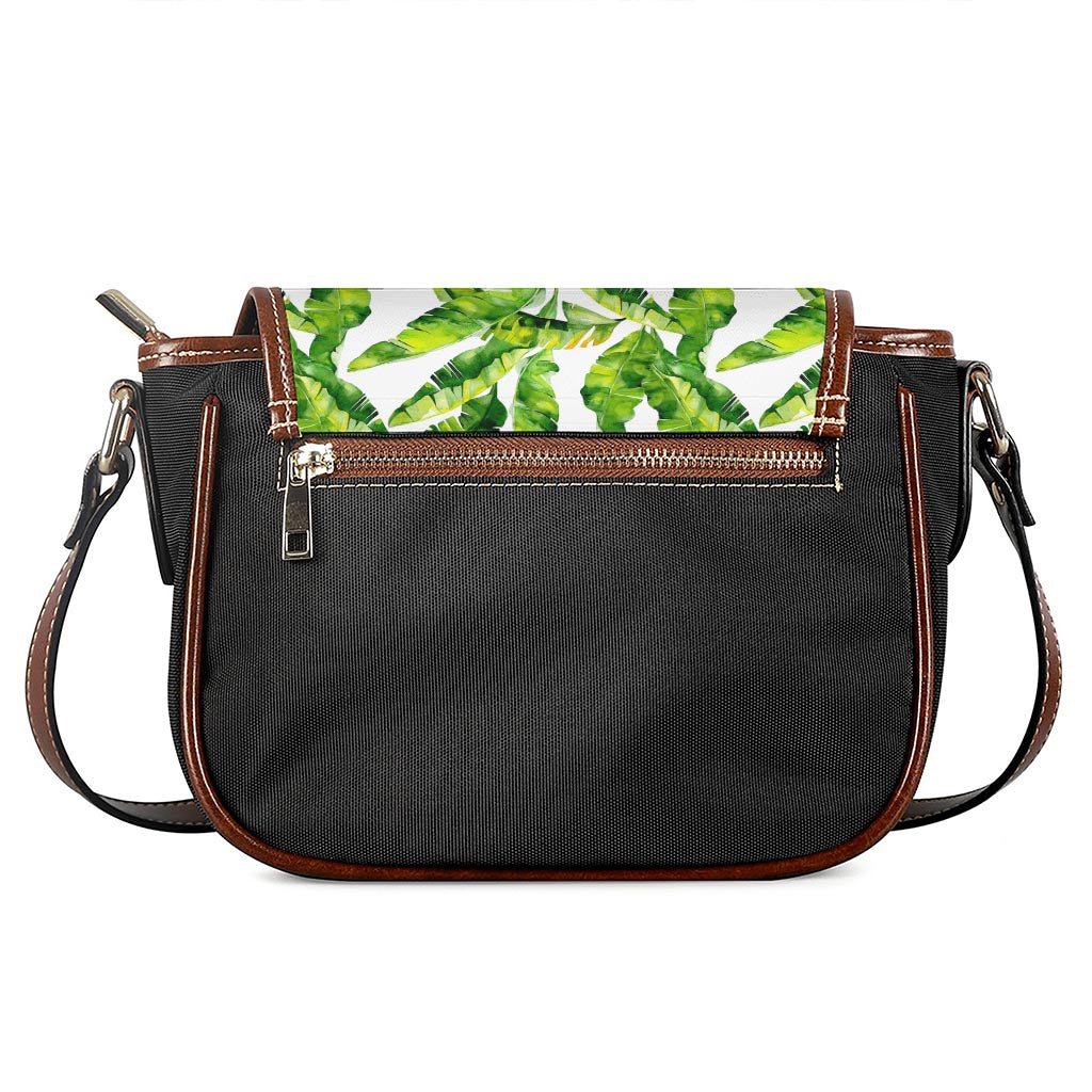 Tropical Banana Leaves Pattern Print Saddle Bag