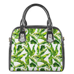 Tropical Banana Leaves Pattern Print Shoulder Handbag
