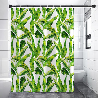 Tropical Banana Leaves Pattern Print Shower Curtain