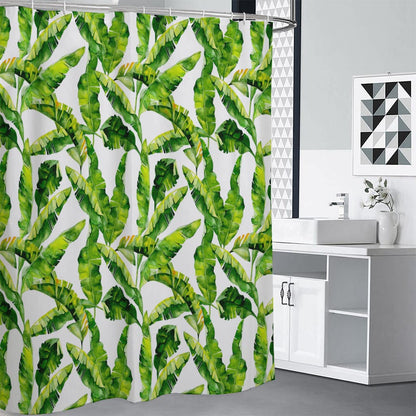 Tropical Banana Leaves Pattern Print Shower Curtain