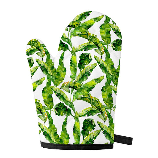 Tropical Banana Leaves Pattern Print Single Oven Mitt